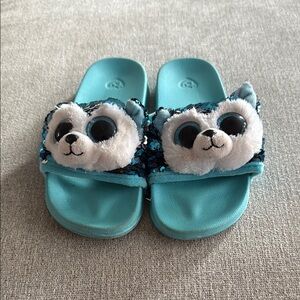 Ty Kids Blue Animal Face Slide Sandals